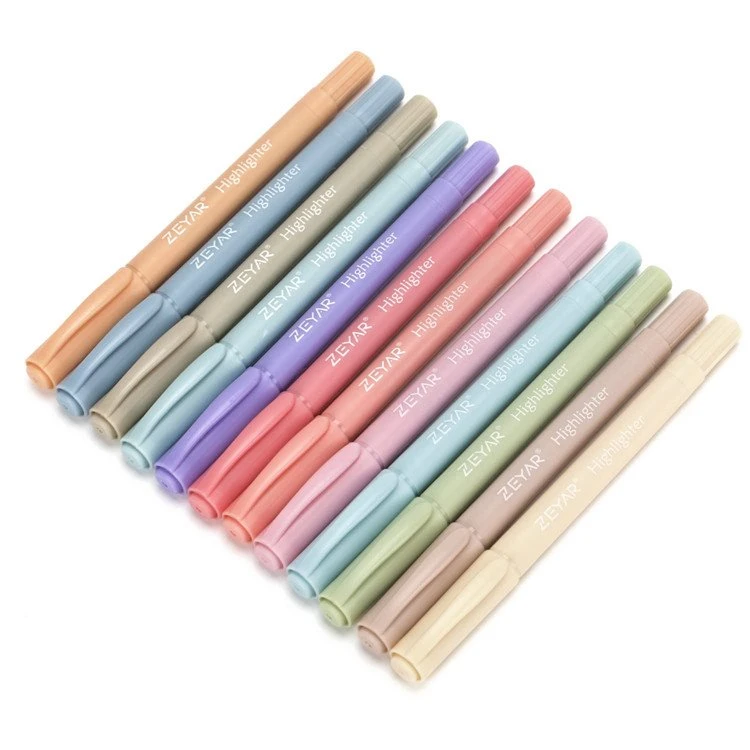 12 vintage farger Søte highlightere med doble tips