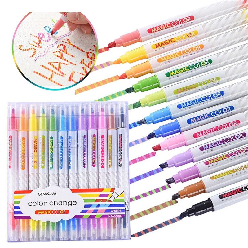 12 stk Dual Tips Changing Highlighters