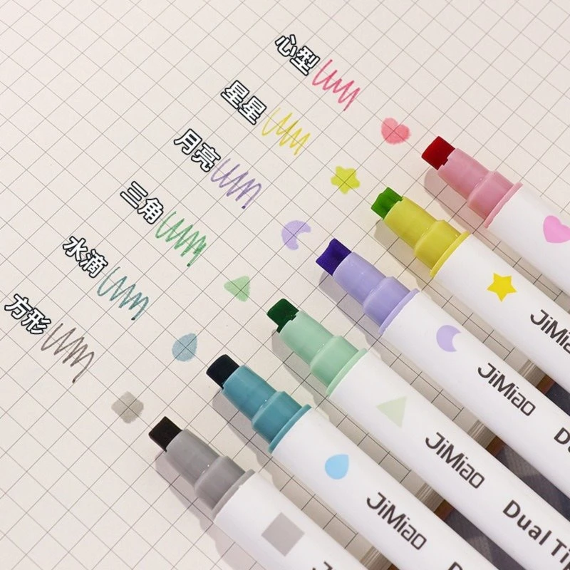 6 fargers stempel med dobbelthodet highlighter