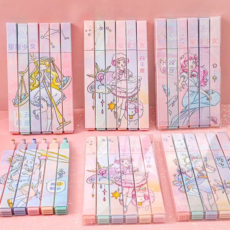 6 stk Constellation Highlighters Pastell Søt