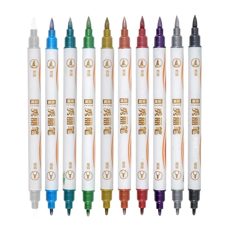 Dual Tips 10 farger metalliske penner