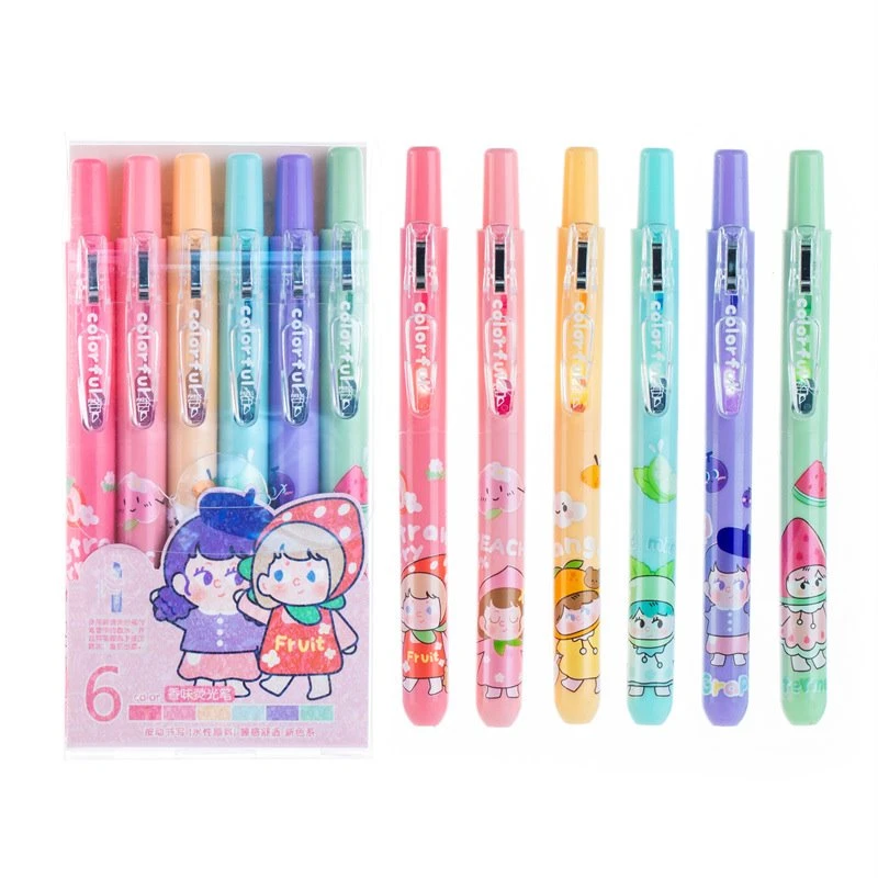 6 stk Retractable Fruit Scented Highlighter