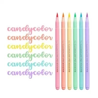 6 farger Soft Brush Fluorescence Pen Sett Art Color Highlighter