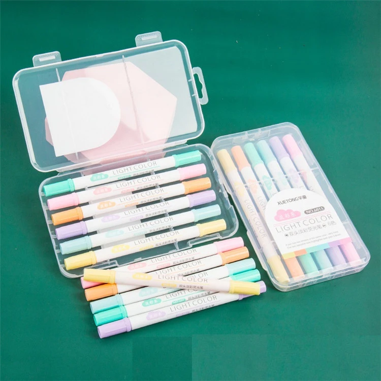 6 stk Dual-tip Pastell Colors Highlighters