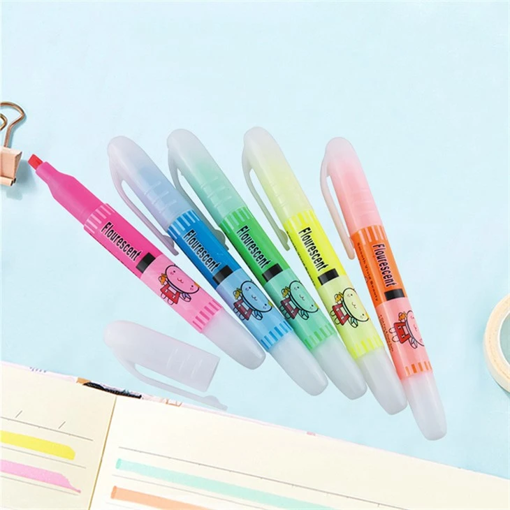 5 farger Pack Big Volume Highlighter Pen Sett